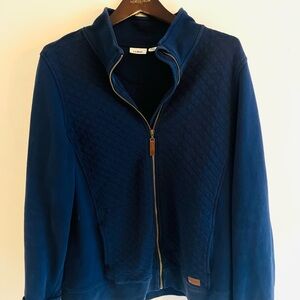 LL Bean Jacket Womens Large Quilted Full Zip Sweatshirt Diamond Top